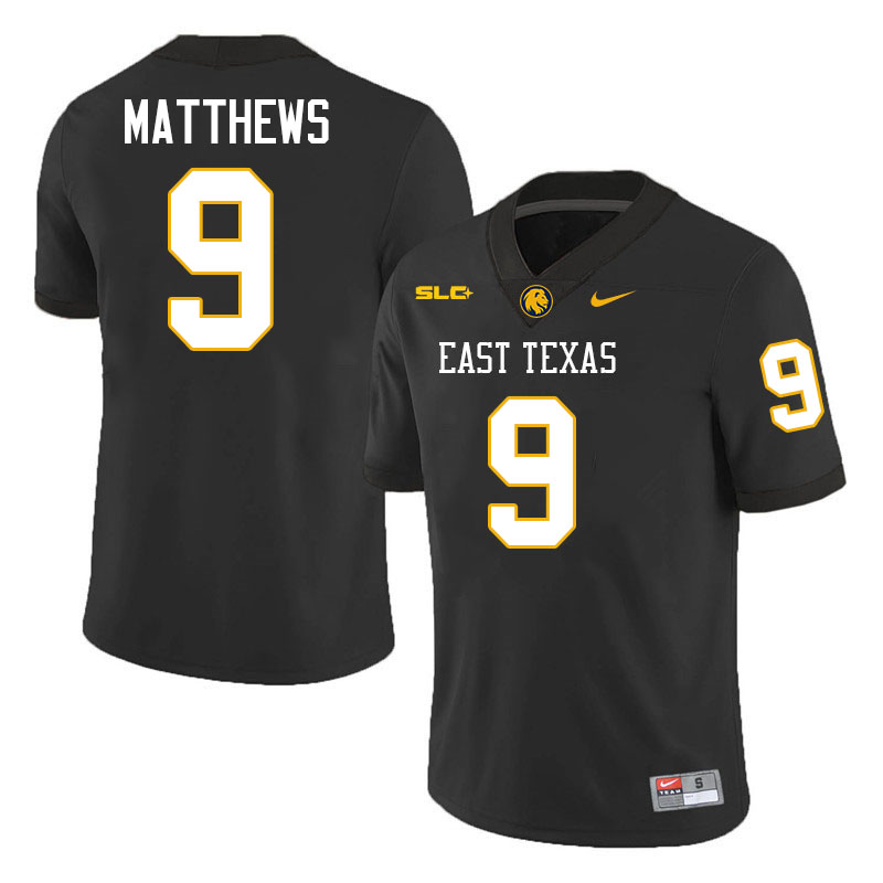 East Texas A&M Lions #9 Devin Matthews College Football Jerseys,Uniforms-Black